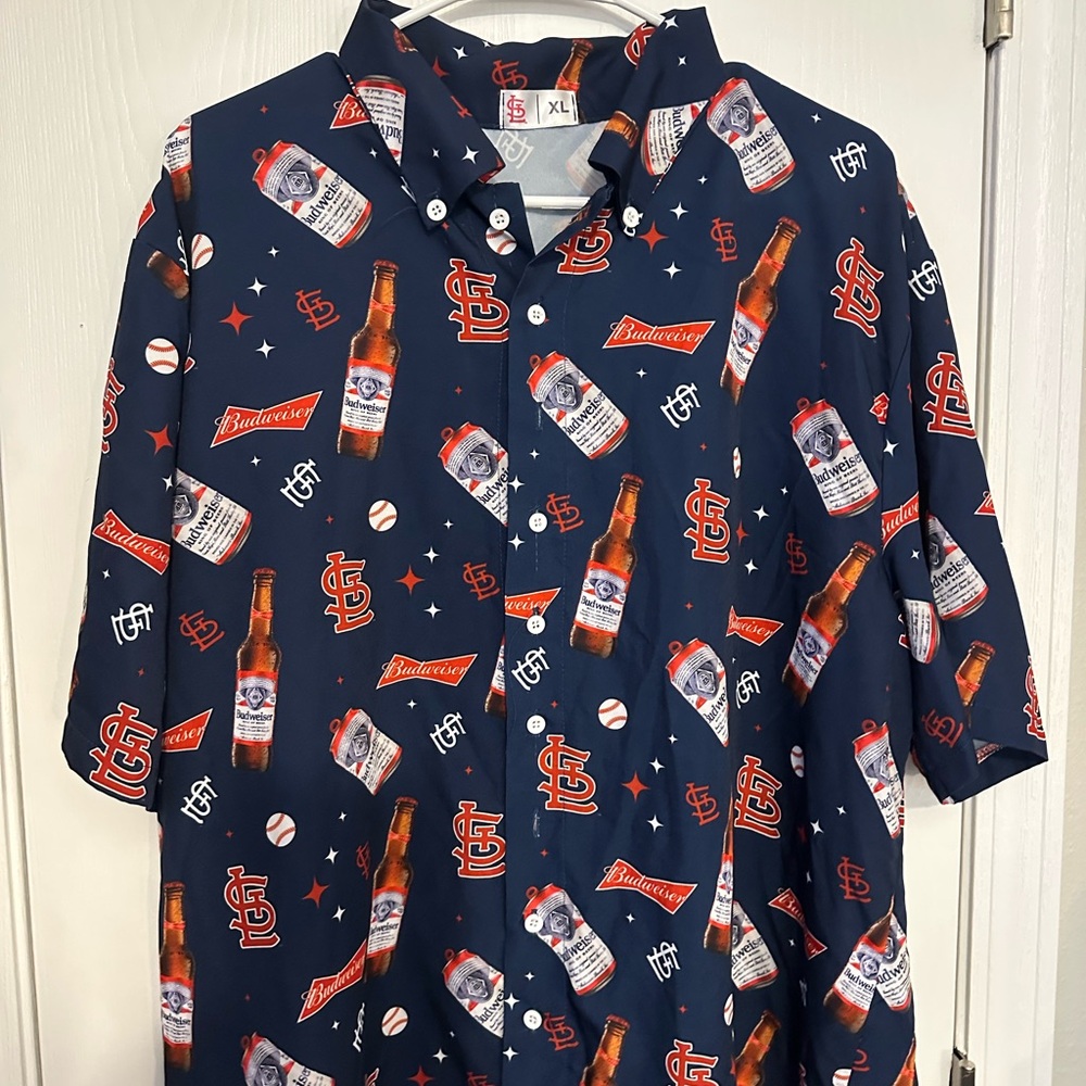 Budweiser Themed Men's Shirt in Dark Blue